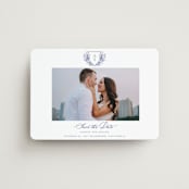 "watercolor flowers crest" - Save the Dates in Dusty Blue by Cass Loh - Magnet Front