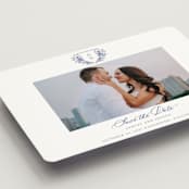 "watercolor flowers crest" - Save the Dates in Dusty Blue by Cass Loh - Detail