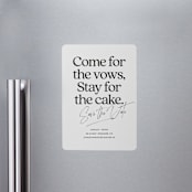 "Stay for Cake" - Save the Dates in Dark Chocolate by Jackie Crawford - Front