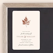 "Leaf Print" - Save the Dates in Mocha by Katharine Watson - Front