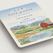 "Farm and Field" - Save the Dates in Sky Blue by Paper Sun Studio - Detail
