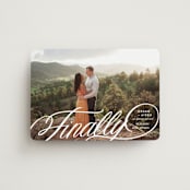"Finally Getting Married" - Save the Dates in Cotton by Jill Means - Magnet Front