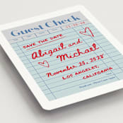 "guest check" - Save the Dates in Mint by Jennifer Lew - Detail