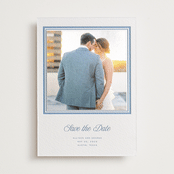 "Lauren" - Letterpress Save the Date Photo Mount Cards in Provincial Blue by Blustery August - Front