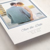 "Lauren" - Letterpress Save the Date Photo Mount Cards in Provincial Blue by Blustery August - Premium Photo Paper Mounted on Card