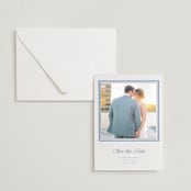 "Lauren" - Letterpress Save the Date Photo Mount Cards in Provincial Blue by Blustery August - Card with Envelope