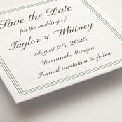 "Love in Script" - Letterpress Save The Dates in Coffee by Cass Loh - Detail