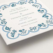 "Petite Jolie" - Letterpress Save The Dates in Sky Blue by Hannah Bowman - Detail