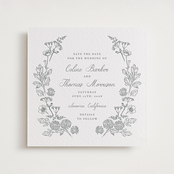 "Toile Frame" - Letterpress Save The Dates in Stone by Hannah Bowman - One Color