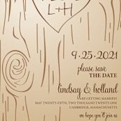 "Fall Carving" - Save the Dates in Woodgrain by Amanda Joy - Detail