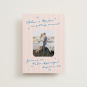 "The Right Stripes" - Save the Dates in Pink Grapefruit by Jackie Crawford - Front