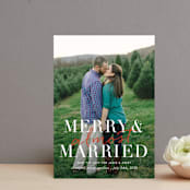 "merry and almost married" - Save the Dates in Snow by Sara Hicks Malone - Front