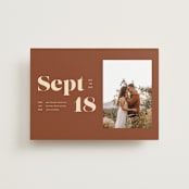 "Bold Print" - Save the Dates in Rust by April Astudillo - Front