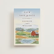 "Farm and Field" - Save the Dates in Sky Blue by Paper Sun Studio - Front