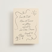 "Sunny Love" - Save the Dates in Sand by Ashley Iwafuchi - Front