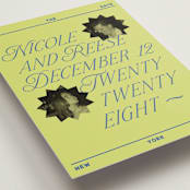 "communiqué" - Save the Dates in Chartreuse by Jennifer Lew - Detail