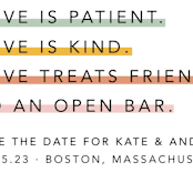 "Love is..." - Save the Dates in Sorbet by Hudson meet Rose - Detail