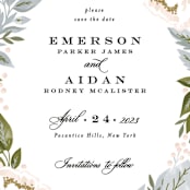 "Peony Floral Frame" - Save the Dates in Cornflower by Alethea and Ruth - Detail