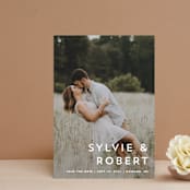 "Modern offset" - Save the Dates in Cream by Stacey Meacham - Front