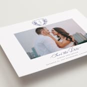 "watercolor flowers crest" - Save the Dates in Dusty Blue by Cass Loh - Detail