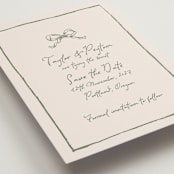 "ribbon bow drawing" - Save the Dates in Moss by Cass Loh - Detail