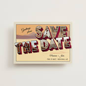"A Retro Save the Date" - Save the Dates in Sunset by Ashley Bird - Front