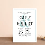 "Wed in Type" - Save the Dates in Sky by Ariel Rutland - Front