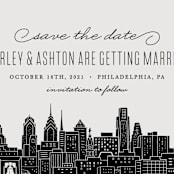 "Big City - Philadelphia" - Save the Dates in Light Taupe by Hooray Creative - Detail