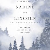 "Misty trees" - Save the Dates in Celestial by Stacey Meacham - Detail
