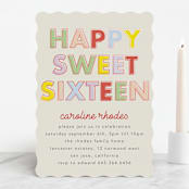 "Bold Type" - Sweet Sixteen Party Invitations in Cranberry by Baumbirdy - Front