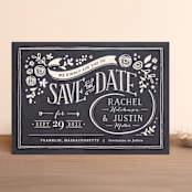 "Alabaster Florals" - Save the Dates in Slate by Jennifer Wick - Front