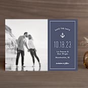 "Down by the Sea" - Save the Dates in Marine by Sandra Picco Design - Front