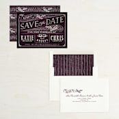 "Slated Forever" - Save the Dates in Plum by GeekInk Design - Assembled