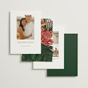 "Tropical Bouquet" - Save the Dates in Basil by Elly - Back of Card Options