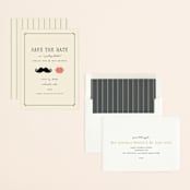 "Stache + Kiss" - Save the Dates in Crème by Penelope Poppy - Assembled