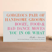"You In Or What (Two Grooms)" - Save the Dates in Bright Pink by hi-lighter inc. - Front
