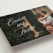 "Sentimental Script" - Save the Dates in Cotton by Susan Zinader - Detail