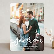 "Hand-Lettered" - Save the Dates in Lily by Dean Street - Front