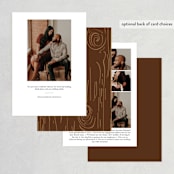 "Fall Carving" - Save the Dates in Woodgrain by Amanda Joy - Back of Card Options