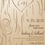 "Fall Carving" - Save the Dates in Woodgrain by Amanda Joy - Detail