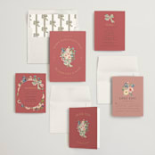 "Ruban en Fleur" - Save the Dates in Rose by Itsy Belle Studio - Matching Invitation Suite