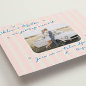 "The Right Stripes" - Save the Dates in Pink Grapefruit by Jackie Crawford - Detail