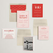 "News!" - Save the Dates in Strawberry by Claudia Orengo - Matching Invitation Suite