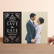 "Modern Deco" - Save the Dates in Noir by Kelly Schmidt - Front