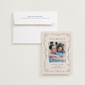 "Happy Day" - Save the Dates in Dusty Blue by Lucia Saisse - Save the Date with Envelope