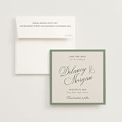 "classic bold border" - Save the Dates in Olive by Cass Loh - Save the Date with Envelope