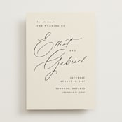 "Scripted Names" - Save the Dates in Ecru by Hooray Creative - Front