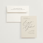 "Scripted Names" - Save the Dates in Ecru by Hooray Creative - Save the Date with Envelope