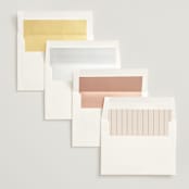 "Modern Aligned" - Save the Dates in Creampuff by Carolyn MacLaren - Envelope Liner Options