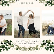 "Greenery Wisp" - Save the Dates in Ivory by Susan Moyal - Detail